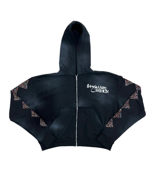 85 GEMSTONE ZIP-UP BLACK